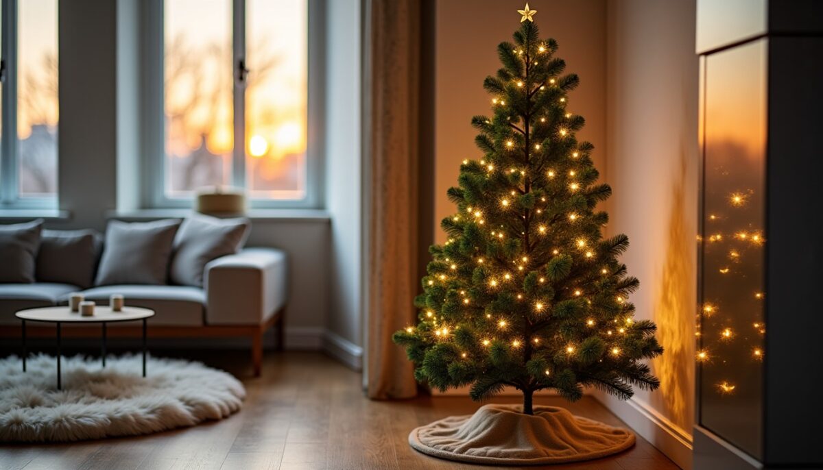 Sapin de Noël artificiel compact : la solution parfaite pour les appartements et petits espaces