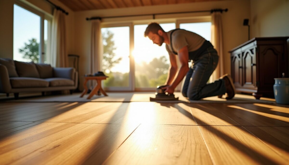 Rénovation élégante : ponçage et teinte d'un parquet en chêne massif dans une villa du Cap Ferret